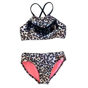 Art class Leopard bikini cheetah‎ size 10/12 fringe